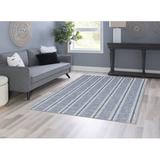 Blue/White 84 x 60 x 0.25 in Area Rug - Highland Dunes Joris Washable Ivory and Blue Machine Woven Area Rug Polyester | Wayfair