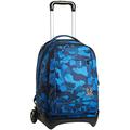 Invicta TROLLEY, Rucksack mit Trolleyfunktion, 3 in 1, Schulranzen mit Rollen, Abnehmbarer Rucksack, ab 1. Klasse, für Schule, Gymnasium, Reisen&Freizeit, Mädchen&Jungen, blau, CAMO SQUARED