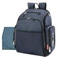 Fastfinder 3 Piece Set Diaper Bag Backpack for Moms & Dads with Changing Pad and Wipes Pocket (Navy)