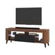 Selsey HugoB – TV-Lowboard, modernes TV-Sideboard mit Füßen und Glaseinlegeböden, 140 cm (Nussbaum Aida Tabak Matt/Schwarz Glanz, mit LED)