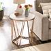 SEI Furniture Henderson Modern Faux Marble Round Side Table with Gold Geometric Base