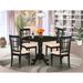 East West Furniture 5 Piece Modern Dining Table Se- a Round Wooden Table wand 4 Kitchen Dining Chairs, Black (Seat Options)