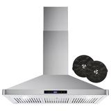 Cosmo 36 in. Ductless Wall Mount Range Hood in Stainless Steel with Carbon Filter Kit for Recirculating - 36 in.