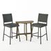 Meadow Outdoor 2 Seater Half-Round Wood and Wicker Bistro Set with Folding Table by Christopher Knight Home