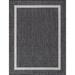 Beverly Rug Bordered Indoor Outdoor Rug, Outside Carpet for Patio, Deck, Porch - Dark Grey