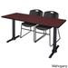 Cain 66-inch x 24-inch Training Table with 2 Black Zeng-style Stacking Chairs