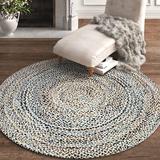 Blue/Brown 48 x 0.2 in Area Rug - Kelly Clarkson Home Vannes Abstract Hand Braided Cotton Tan/Gold/Blue Area Rug Cotton | 48 W x 0.2 D in | Wayfair