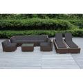 Orren Ellis Barna 9 Piece Rattan Sectional Seating Group w/ Cushions - No Assembly Synthetic Wicker/Wicker/Rattan in Gray/Brown | Outdoor Furniture | Wayfair