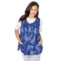 Plus Size Women's Snap-Front Apron by Only Necessities in Ultra Blue Bouquet (Size 14/16)