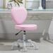 HOMCOM Heart Love Shaped Back Design Office Chair with Adjustable Height and 360 Swivel Castor Wheels, Pink