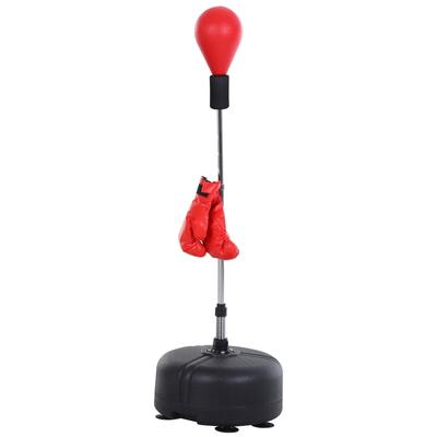 Soozier Punching Bag Free Standing w/Boxing Gloves Height Adjustable Great for Training, Exercise, Fitness & Stress Relief - Red