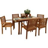 Milano 7-Piece Outdoor Eucalyptus Rectangular Dining Set Patio Furniture