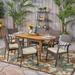 Stamford Outdoor 7-Piece Acacia Wood Dining Set with Wicker Chairs by Christopher Knight Home