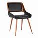 Leatherette Mid Century Dining Chair with Split Padded Back, Black and Brown