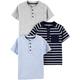 Simple Joys by Carter's Baby-Jungen 3-Pack Short-Sleeve Tee T-Shirt, Blau Heide/Grau Meliert Punkte/Marineblau Streifen, 4 Jahre (3er Pack)