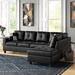 Black/Brown Sectional - Wade Logan® Askas 103.5" Wide Faux Leather Sofa & Chaise Faux Leather | 35 H x 103.5 W x 74.5 D in | Wayfair