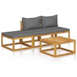 Latitude Run® 4 Piece Patio Lounge Set w/ Cushion Solid Acacia Wood Wood/Natural Hardwoods in Gray | 23.62 H x 26.77 W in | Wayfair