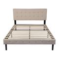 Red Barrel Studio® Full Bed Frame Wooden Platform Bed Wood & Upholstered/ in Brown | 13.8 H x 60 W x 82 D in | Wayfair