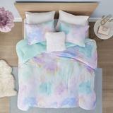 Wade Logan® Antanė Watercolor Tie Dye Printed Comforter Set w/ Throw Pillow Polyester/Polyfill/Microfiber in Indigo | Wayfair