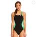 Adidas Swim | Adidas Solid Splice Vortex Back One Piece Swimsuit | Color: Black/Green | Size: Size 32