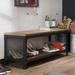 Maua Rustic Reclaimed Oak Metal Storage Entryway Bench by Furniture of America