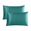 The Twillery Co.® Kaitlin Pillowcase Microfiber/Polyester/Silk/Satin in Green/Blue | King | Wayfair JJ-SPC-TEAL-K