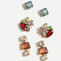 J. Crew Jewelry | J.Crew Colorful Gem Crystal Earrings Three Pairs | Color: Tan | Size: See Description