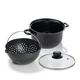 Genius World's Greatest Pot 3-Piece Cooking Pot Set with Strainer Insert 25 cm - Turn Pot, Drain Liquid and Food Stay in The Strainer - Cooking Pot for Induction Ceramic Electric A24655 Black
