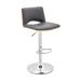 Thierry Adjustable Swivel Gray Faux Leather with Walnut Back and Chrome Bar Stool - Armen Living LCTHBAWAGR