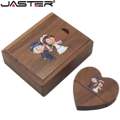 JASTER – clé usb en forme de cœur en bois + boîte cadeau lecteur flash disque U 4 go 8 go 16