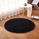 Tapis rond noir en peluche longue zone ronde lea moderne soyeux polymères super doux