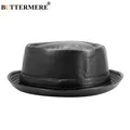 BUTTERMERE-Chapeau Trilby en Cuir Noir pour Homme et Femme Casquette Fedora Rétro Marque