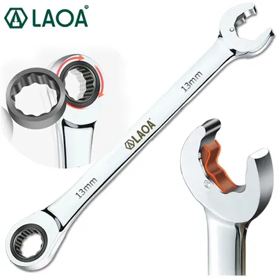 LAOA – clé à Double cliquet en acier allié CRV clé à cliquet cannelée clé à combinaison ouverte