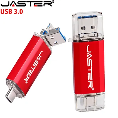 JASTER U-Clé USB en métal personnalisée 3 en 1 OTG Android USB Vope_C 3.0 64 Go 32 Go 16 Go