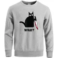 Sweat à capuche chat noir What Take A Knife Crewneck pour hommes sweats à capuche d'extérieur