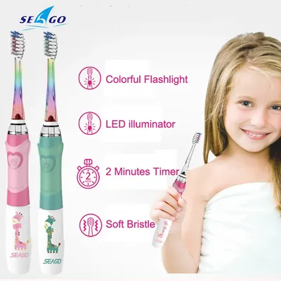Seago – brosse à dents électrique pour enfants lampe de poche LED colorée fréquence de 16000