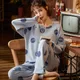 Pyjama d'automne à manches longues pour femmes haut à pois ensembles de pyjamas de dessin animé