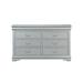 Six Drawers Wooden Dresser with Metal Handles and Bracket Base, Gray