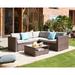 Latitude Run® 4 Piece Rattan Sofa Seating Group w/ Cushions Synthetic Wicker/All - Weather Wicker/Metal/Wicker/Rattan in Gray | Outdoor Furniture | Wayfair