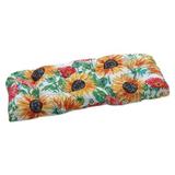 August Grove® Andersonburg Sunflowers Sunburst Indoor/Outdoor Seat Cushion Polyester in Brown/Gray/Green | 5 H x 44 W in | Wayfair