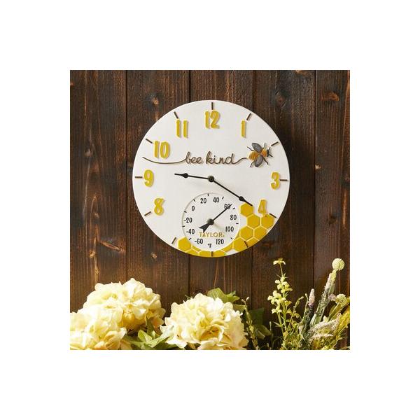 taylor-precision-products,-bee-kind-poly-resin-clock---thermometer,-14-inch,-multi-color-|-14-h-x-14-w-x-2-d-in-|-wayfair-5280579/