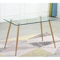 George Oliver Modern Glass Dining Table Rectangular Glass Dining Room Table - Tempered Glass Top w/ Sturdy Metal Leg For Dining Room, Kitchen Table | Wayfair