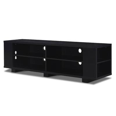 Modern Entertainment Center in Black Wood Finish - Holds up to 60-inch TV - 59" x 15.5" x 17.5" (L x W x H)