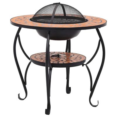 vidaXL Mosaic Fire Pit Table Terracotta 26.8" Ceramic - 26.8x 26.8 x 23.6