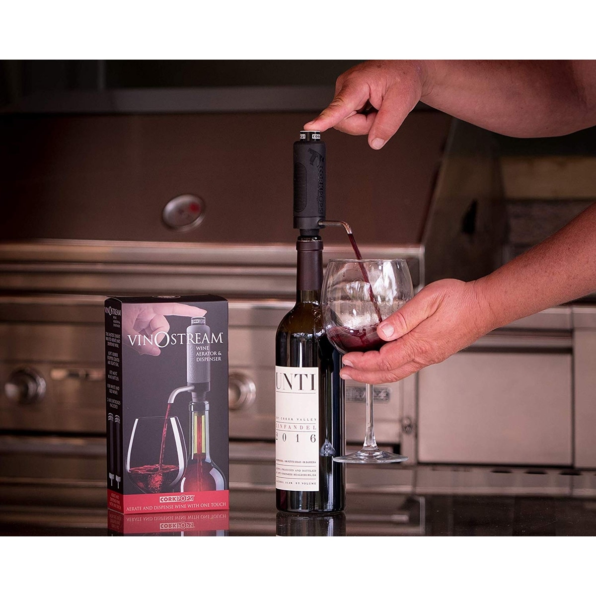Cork Pops Vinostream 2-in-1 Wine Aerator & Dispenser, 9"