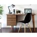 Black - Plastic Molded Bedroom & Dining Room Side Ray Chair with Natural Wood Eiffel Legs Base