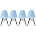 Set of 4 Retro Designer Plastic Molded Shell Dining Chairs Dark Wooden Kitchen Office DSW Eiffel Dowel Bedroom Desk