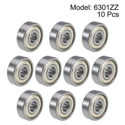 6301ZZ Deep Groove Ball Bearing Z2 12x37x12mm Double Shielded Chrome Steel 10pcs - 12mmx37mmx12mm