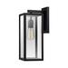 Single black wall sconce with glass shade