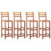 vidaXL Bar Stools 4 pcs Solid Acacia Wood - 15.7" x 14.4" x 43.3"